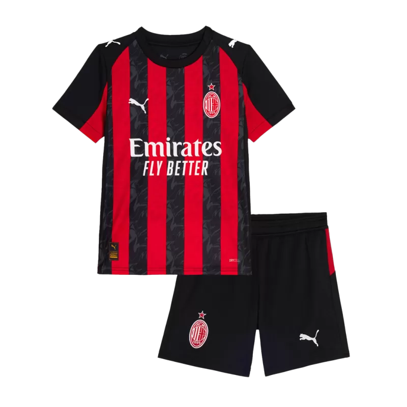 AC Milan Home 2025/26 Kit Black & Red Kids