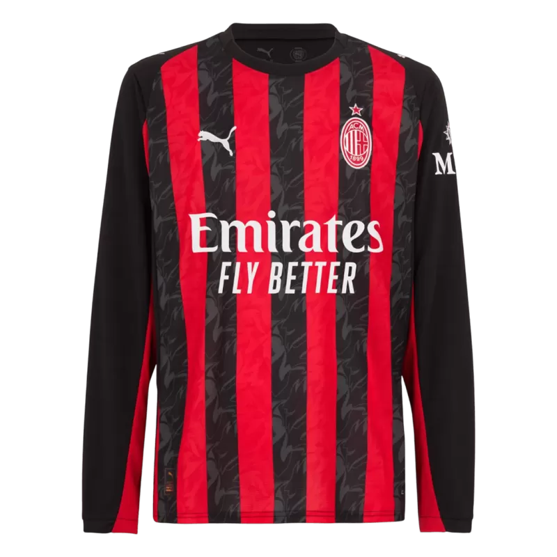 AC Milan Home 2025/26 Long Sleeve Jersey Black & Red Men's