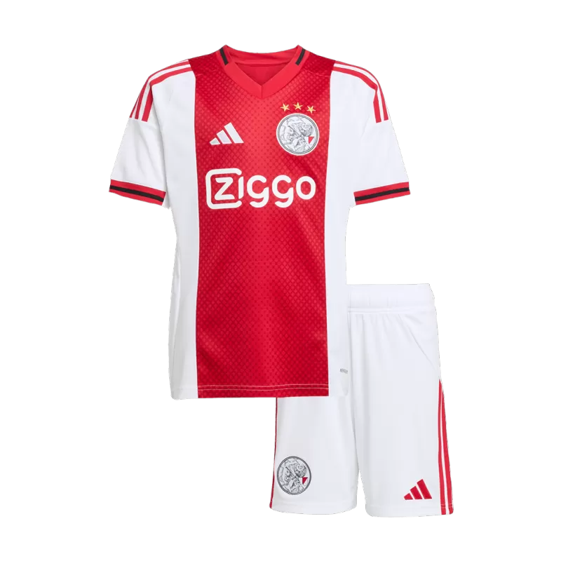 Ajax Home 2025/26 Kit White & Red Kids