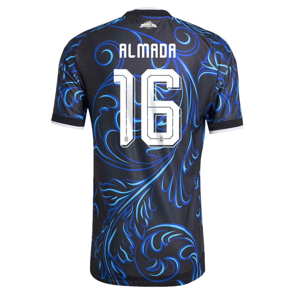Argentina ALMADA #16 Away World Cup 2026 Jersey Blue & Black Men's