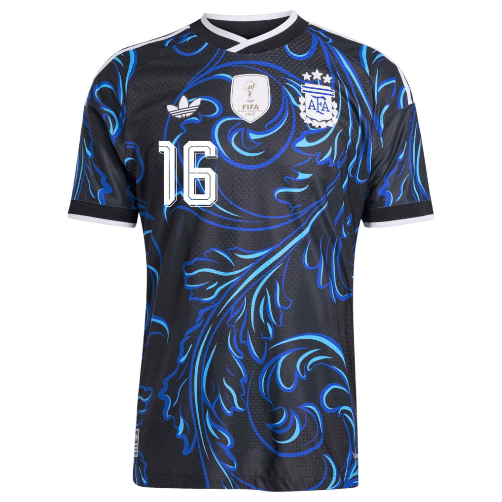 Argentina ALMADA #16 Away World Cup 2026 Jersey Blue & Black Men's