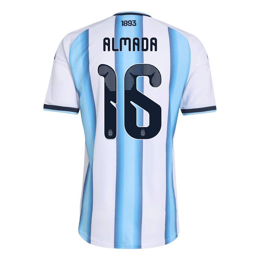 Argentina ALMADA #16 Home World Cup 2026 Jersey White & Blue Men's