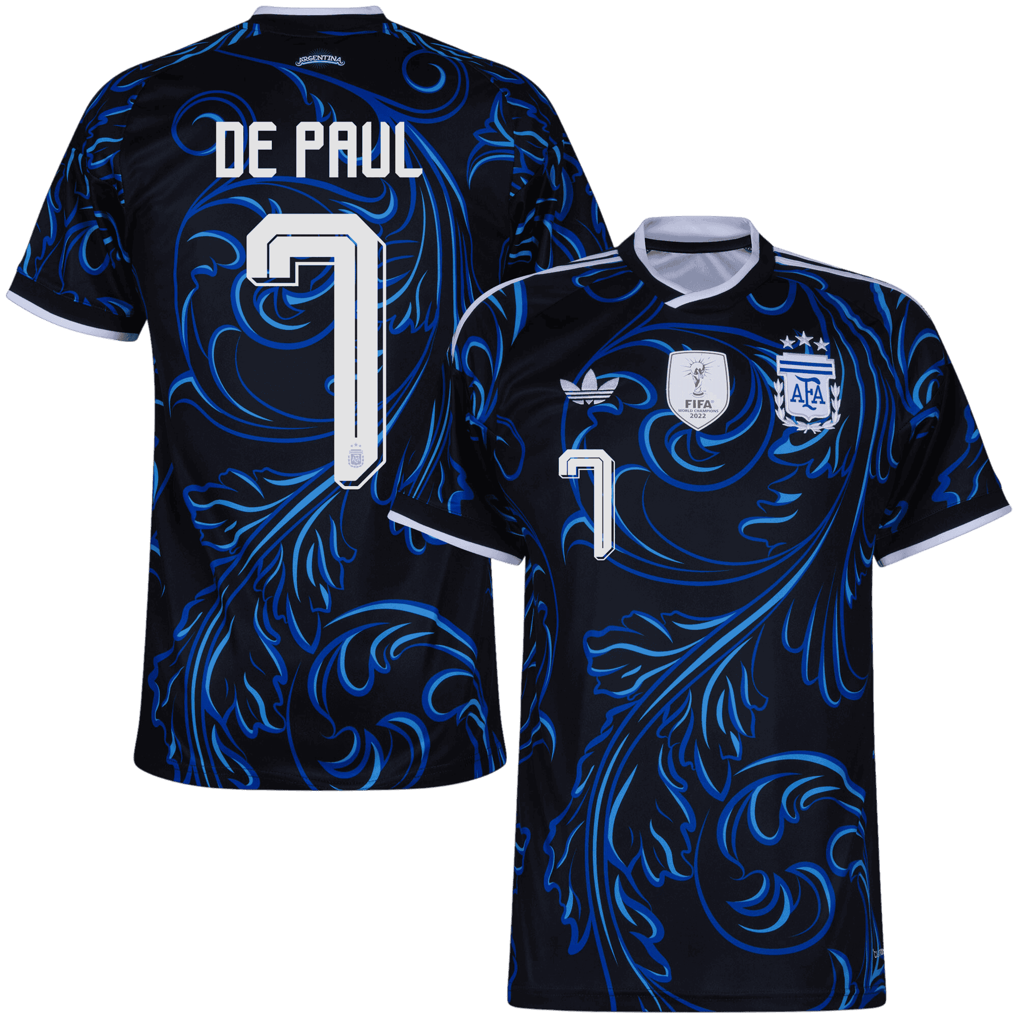 Argentina DE PAUL #7 Away World Cup 2026 Jersey Blue & Black Men's