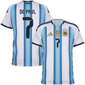 Argentina DE PAUL #7 Home World Cup 2026 Jersey White & Blue Men's