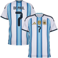 Argentina DE PAUL #7 Home World Cup 2026 Jersey White & Blue Men's