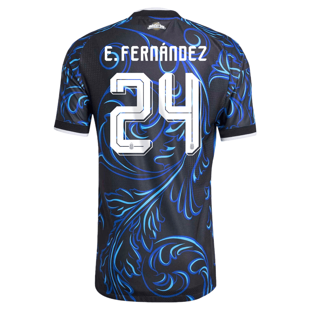 Argentina E. FERNÁNDEZ #24 Away World Cup 2026 Jersey Blue & Black Men's