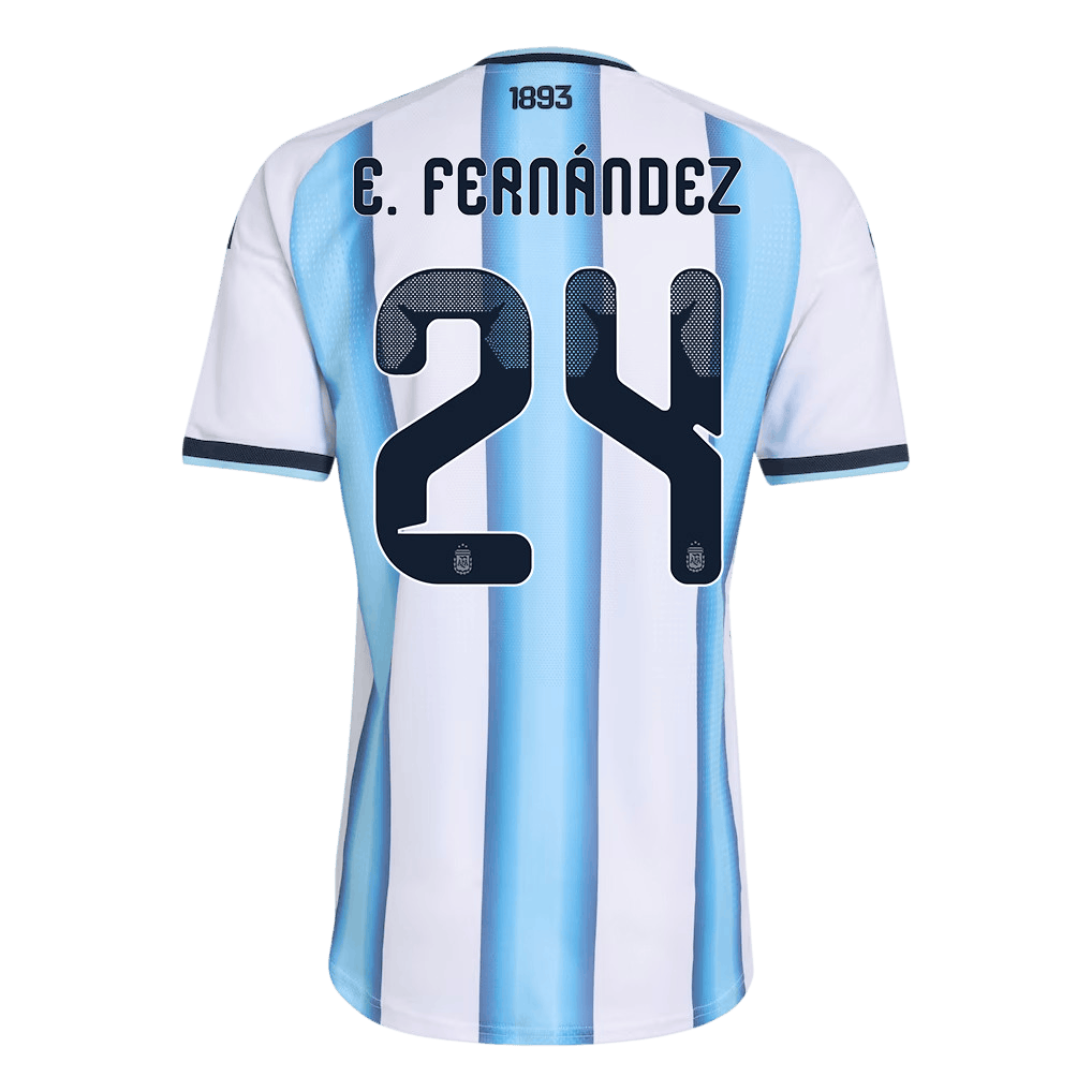 Argentina E. FERNÁNDEZ #24 Home World Cup 2026 Jersey White & Blue Men's