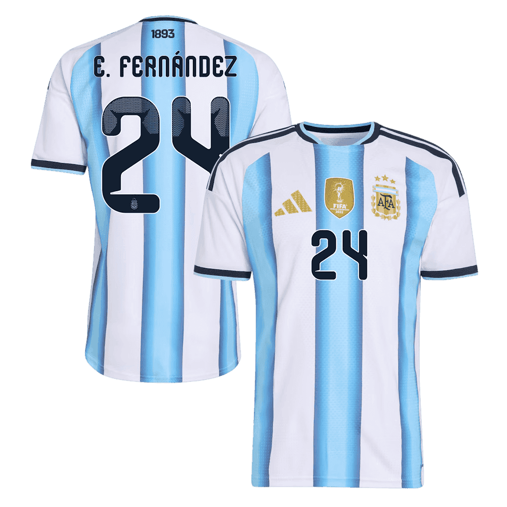 Argentina E. FERNÁNDEZ #24 Home World Cup 2026 Jersey White & Blue Men's