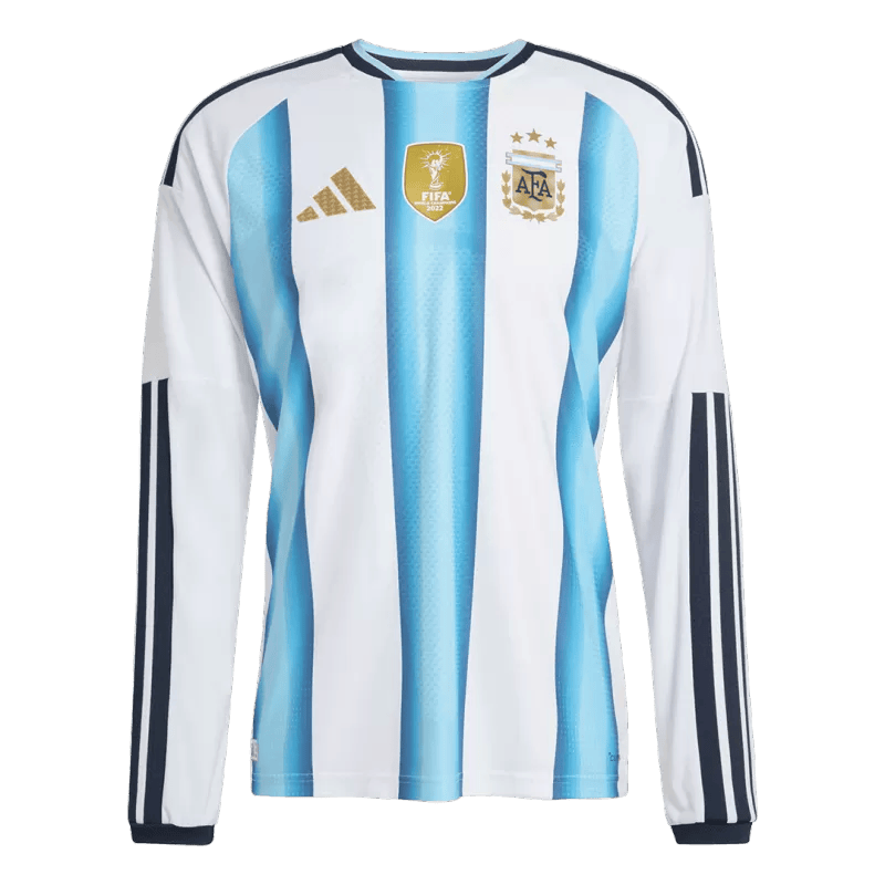 Argentina Home World Cup 2026 Long Sleeve Jersey Player's Version White & Blue Men's