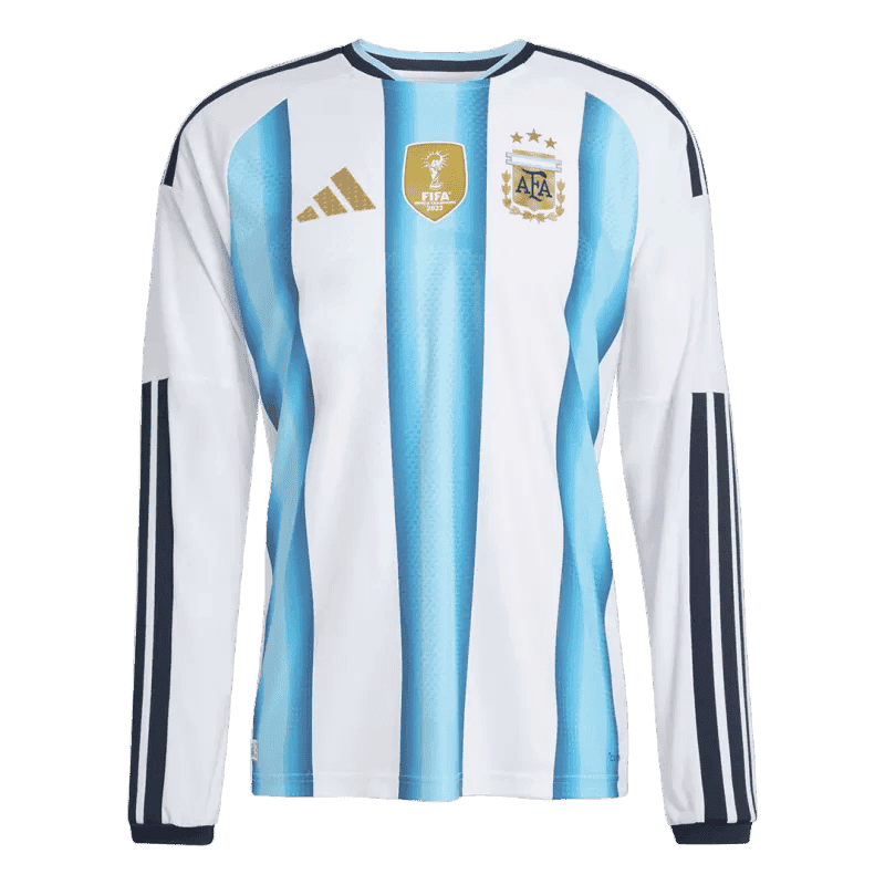 Argentina Home World Cup 2026 Long Sleeve Jersey Player's Version White & Blue Men's