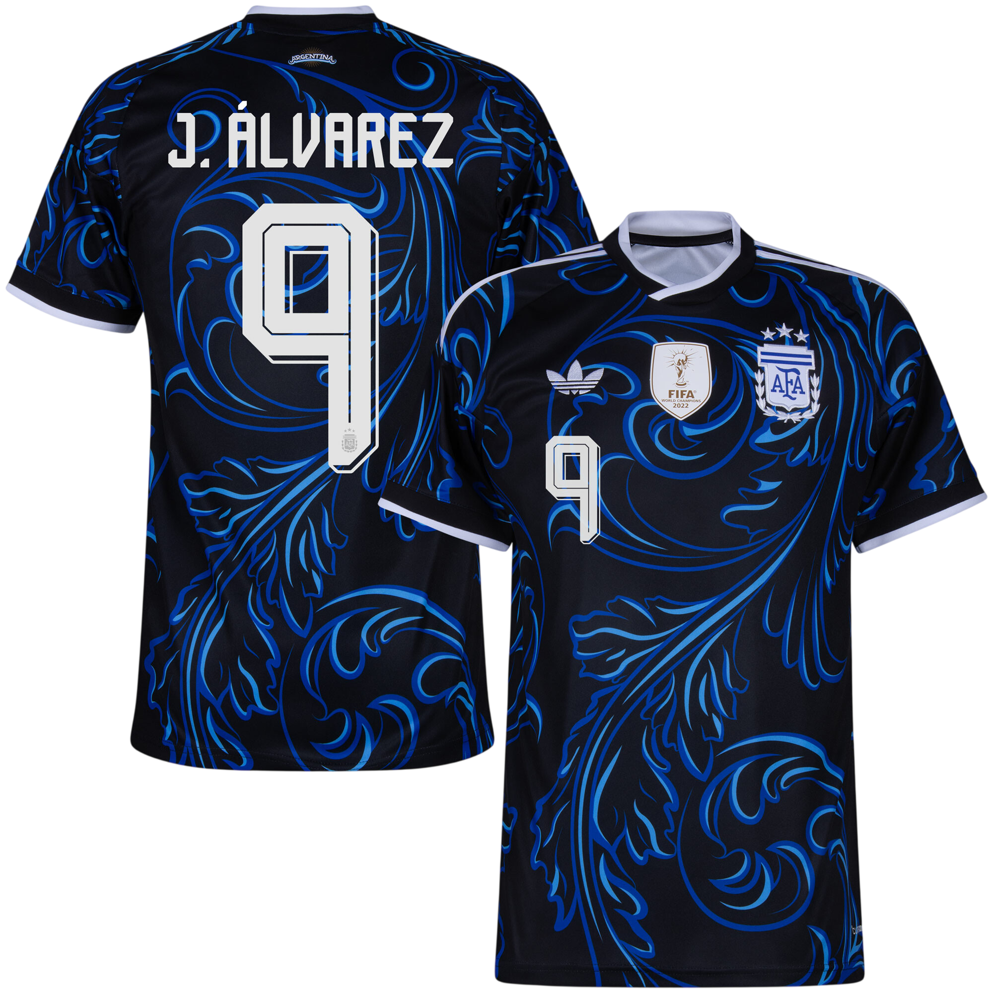 Argentina J.ÁLVAREZ #9 Away World Cup 2026 Jersey Blue & Black Men's