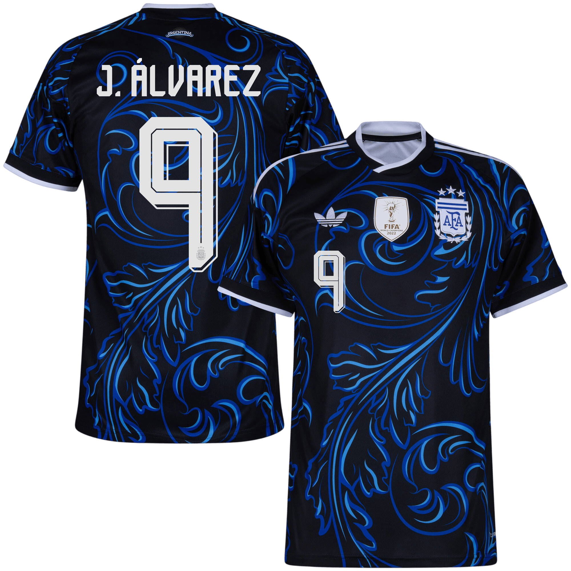 Argentina J.ÁLVAREZ #9 Away World Cup 2026 Jersey Blue & Black Men's