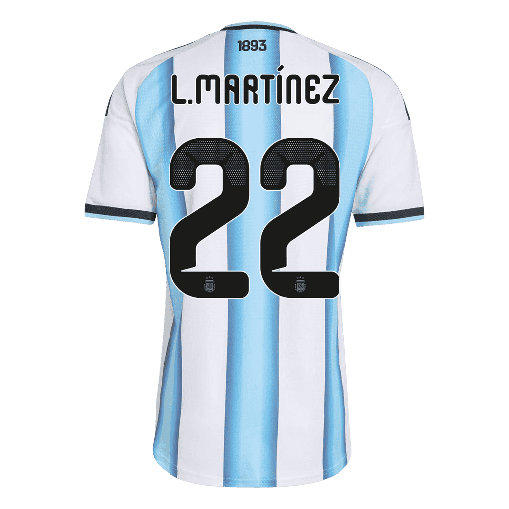 Argentina L.MARTÍNEZ #22 Home World Cup 2026 Jersey Player's Version White & Blue Men's