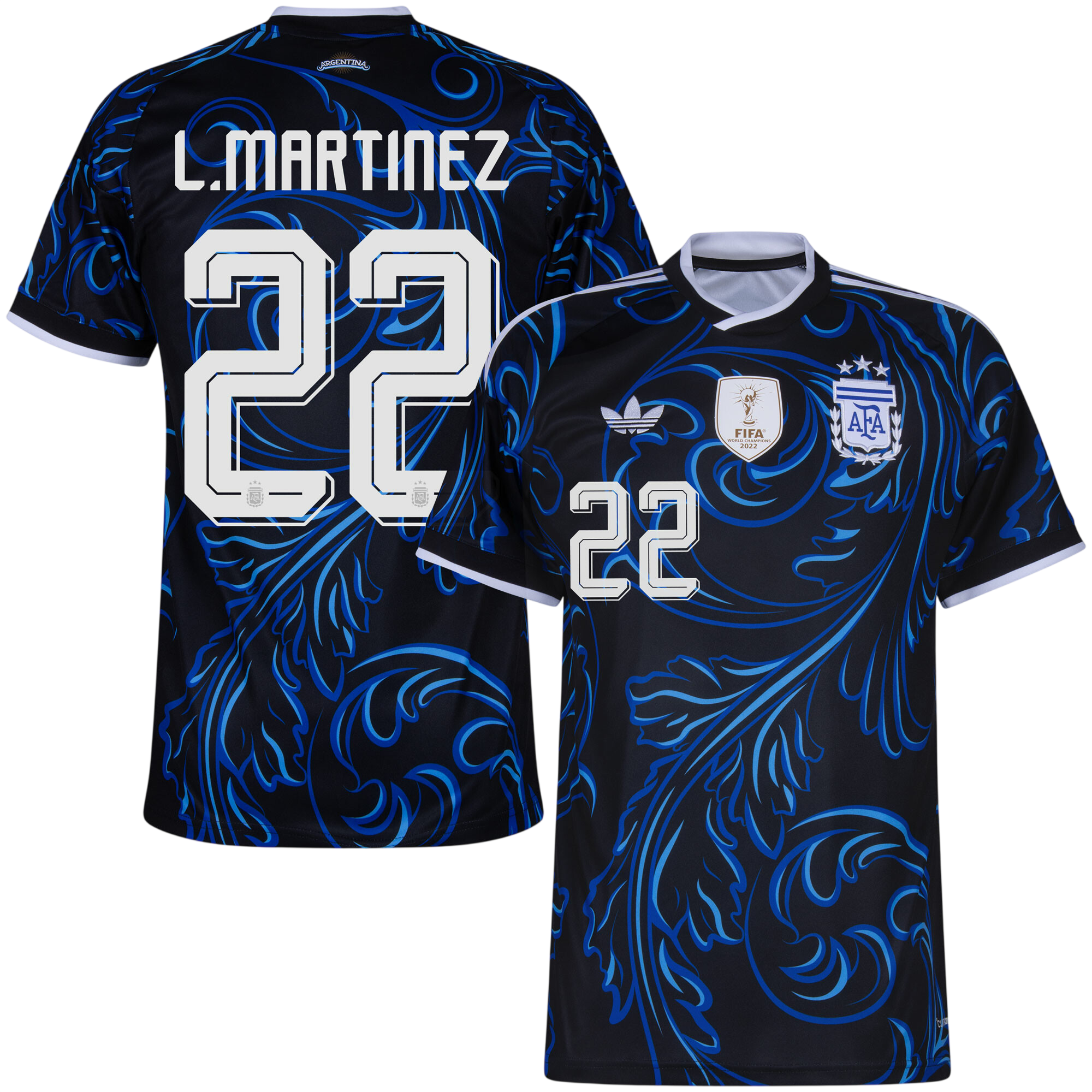 Argentina L.MARTÍNEZ #22 Away World Cup 2026 Jersey Blue & Black Men's