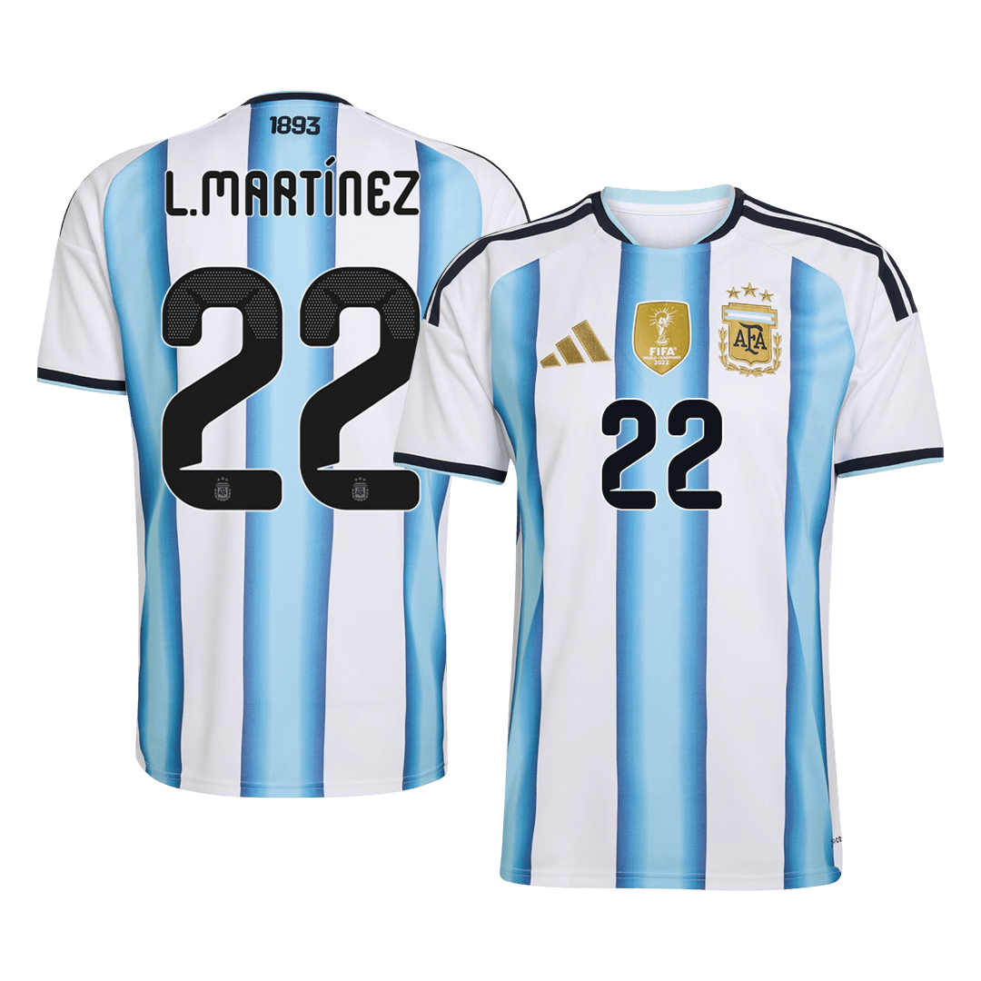 Argentina L.MARTÍNEZ #22 Home World Cup 2026 Jersey White & Blue Men's