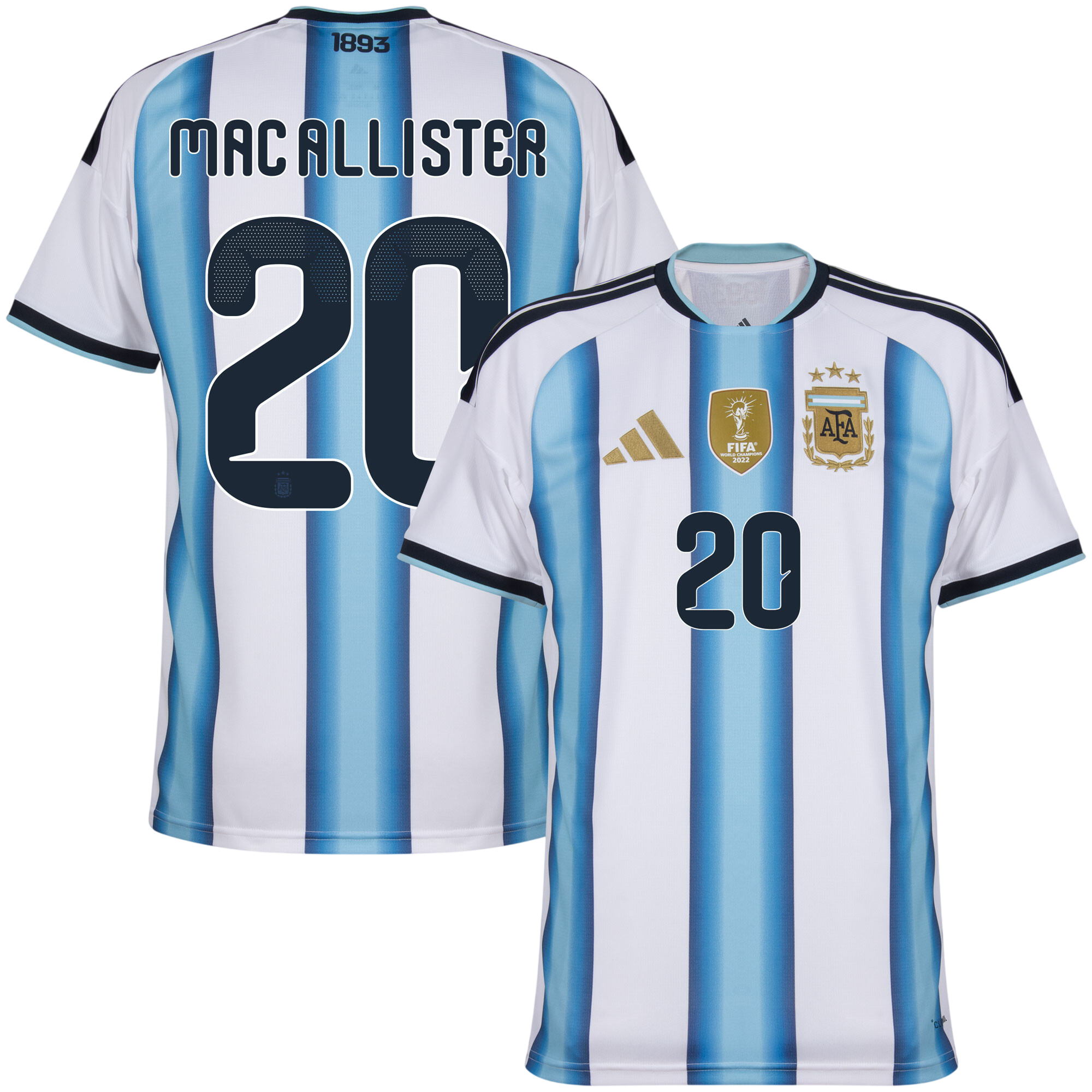 Argentina MACALLISTER #20 Home World Cup 2026 Jersey White & Blue Men's