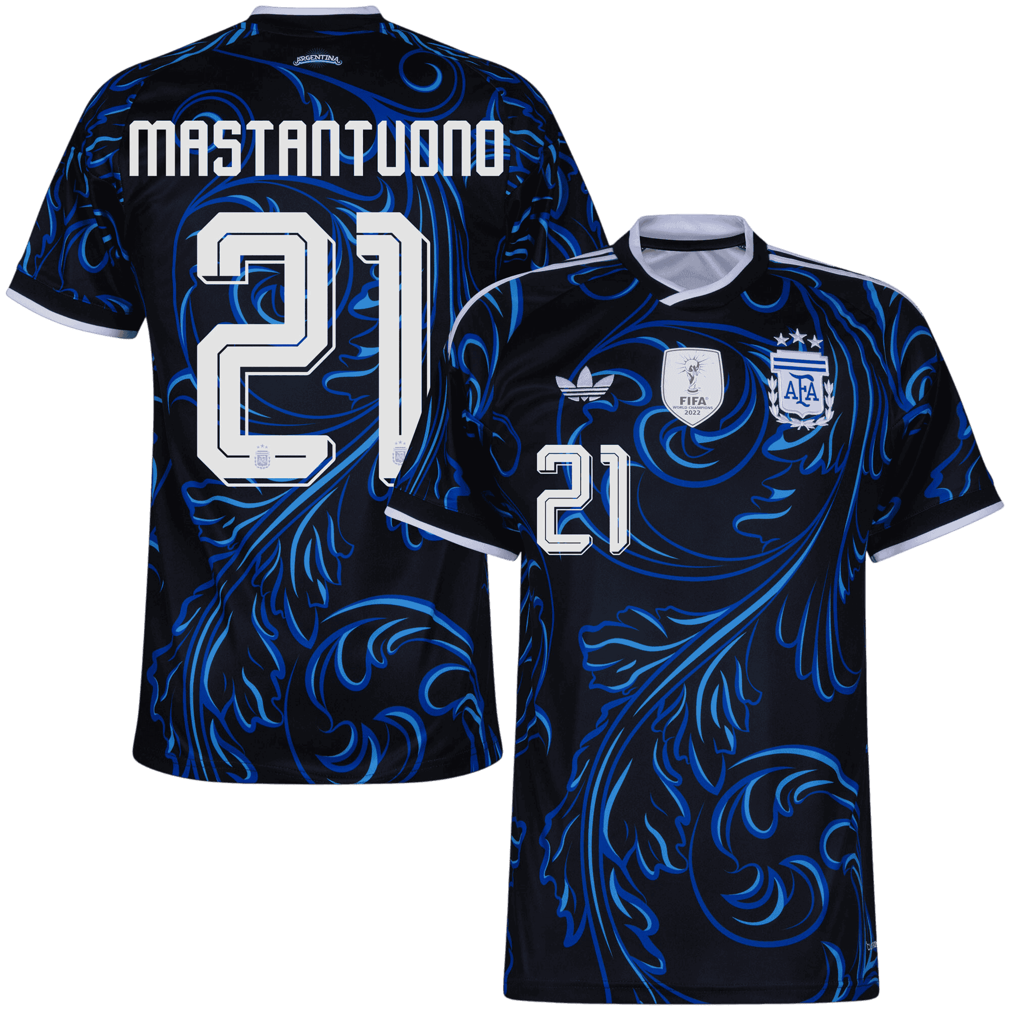 Argentina MASTANTUONO #21 Away World Cup 2026 Jersey Blue & Black Men's