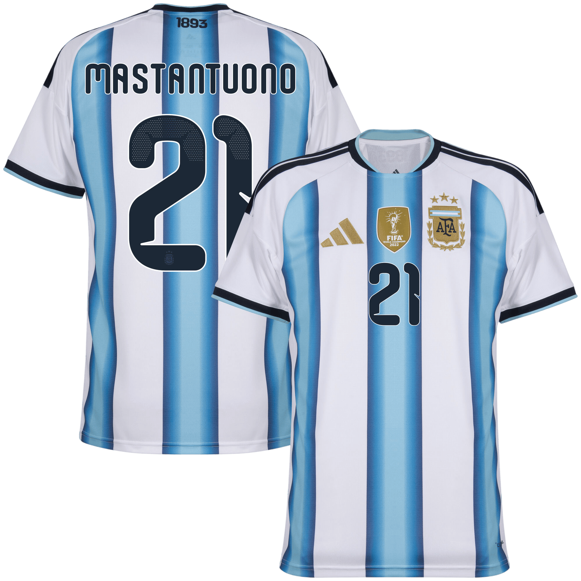 Argentina MASTANTUONO #21 Home World Cup 2026 Jersey White & Blue Men's