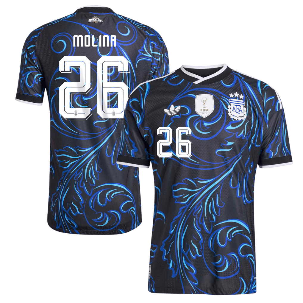 Argentina MOLINA #26 Away World Cup 2026 Jersey Blue & Black Men's