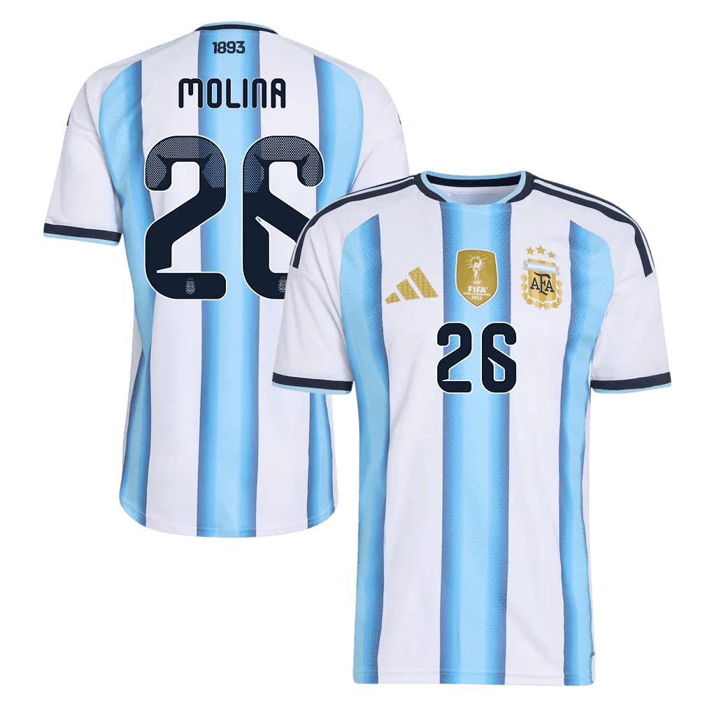 Argentina MOLINA #26 Home World Cup 2026 Jersey White & Blue Men's
