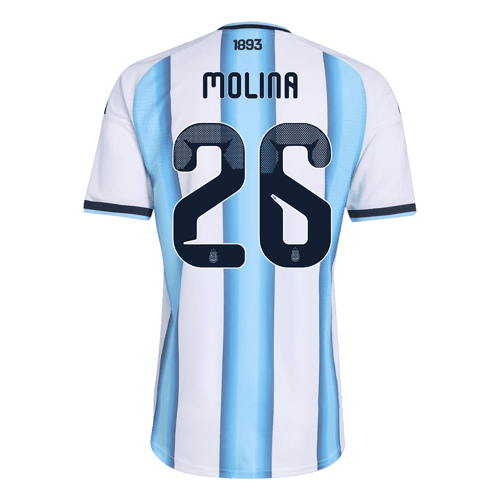 Argentina MOLINA #26 Home World Cup 2026 Jersey White & Blue Men's