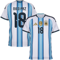 Argentina NICO PAZ #18 Home World Cup 2026 Jersey White & Blue Men's
