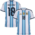 Argentina NICO PAZ #18 Home World Cup 2026 Jersey White & Blue Men's