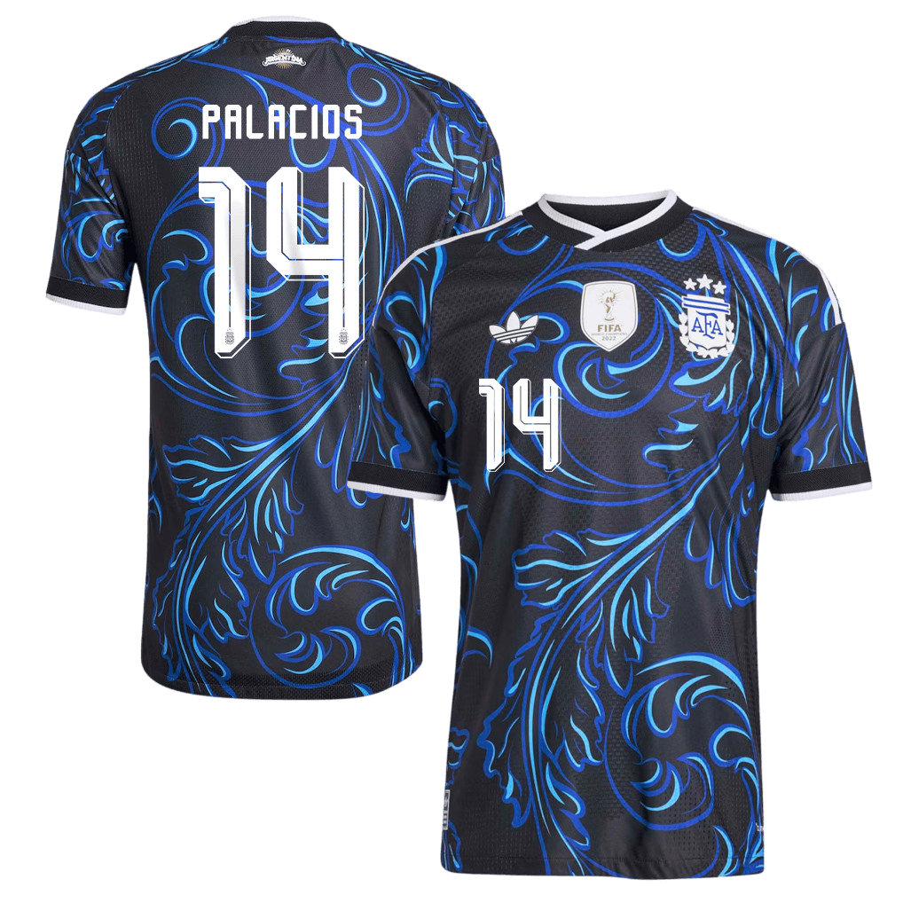 Argentina PALACIOS #14 Away World Cup 2026 Jersey Blue & Black Men's