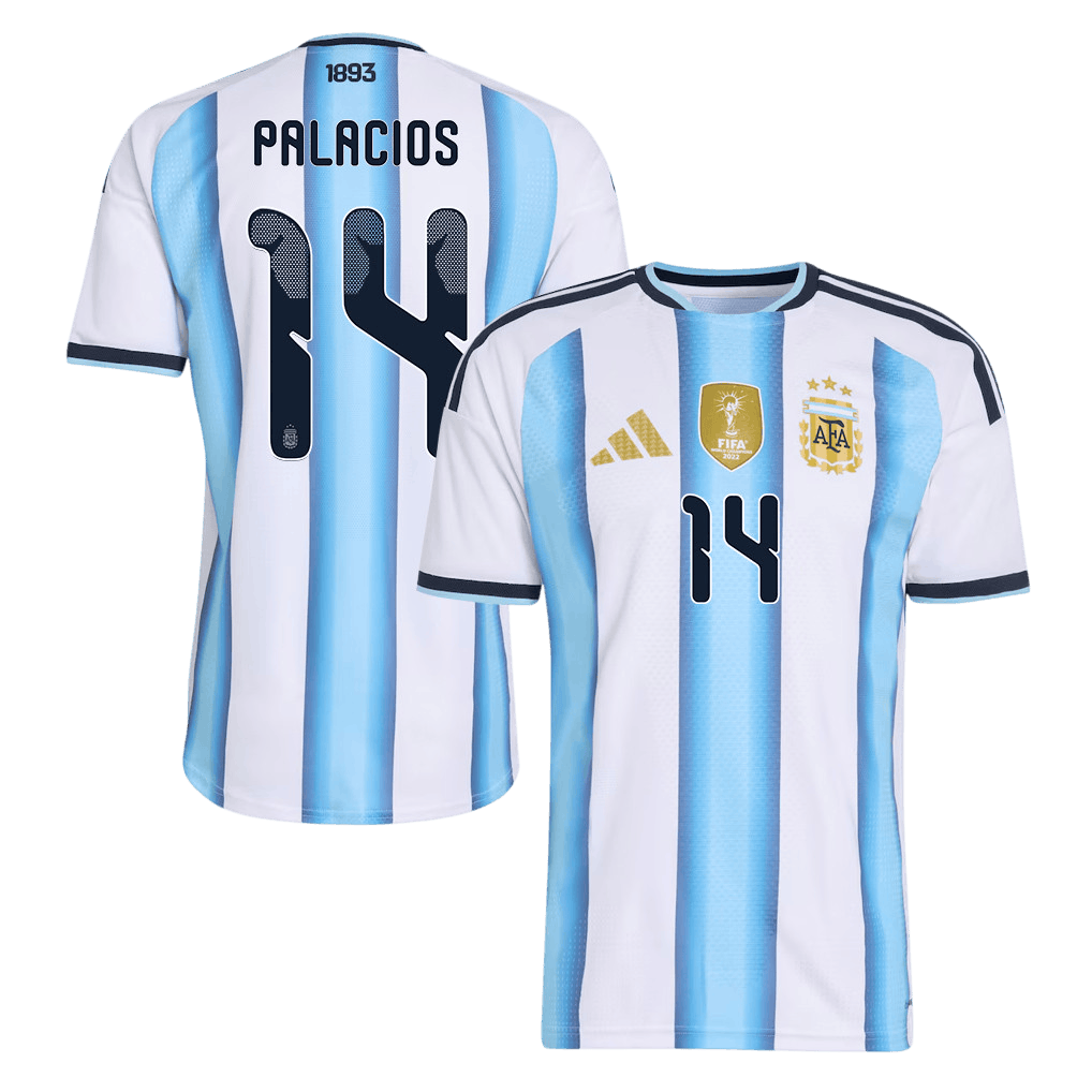 Argentina PALACIOS #14 Home World Cup 2026 Jersey White & Blue Men's
