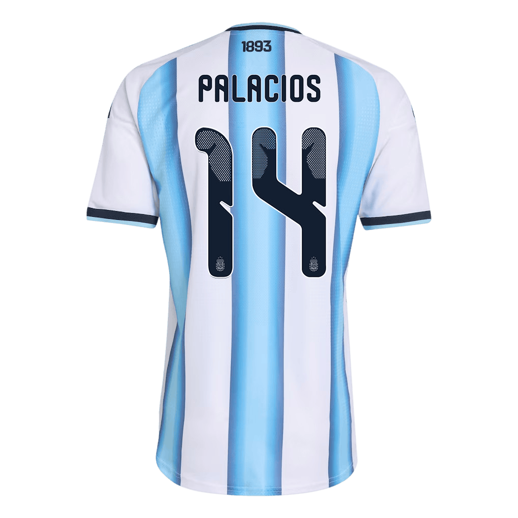 Argentina PALACIOS #14 Home World Cup 2026 Jersey White & Blue Men's