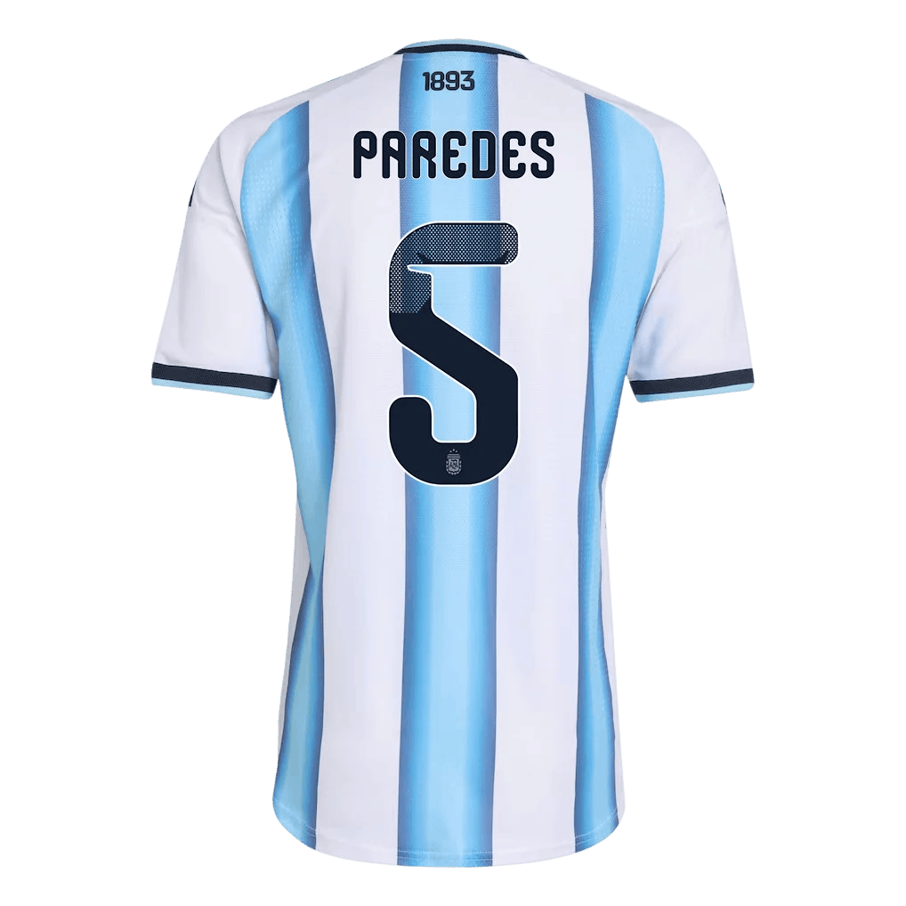 Argentina PAREDES #5 Home World Cup 2026 Jersey White & Blue Men's