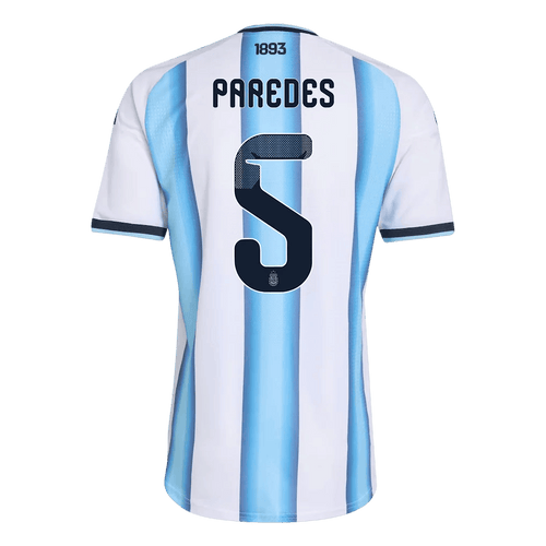 Argentina PAREDES #5 Home World Cup 2026 Jersey White & Blue Men's