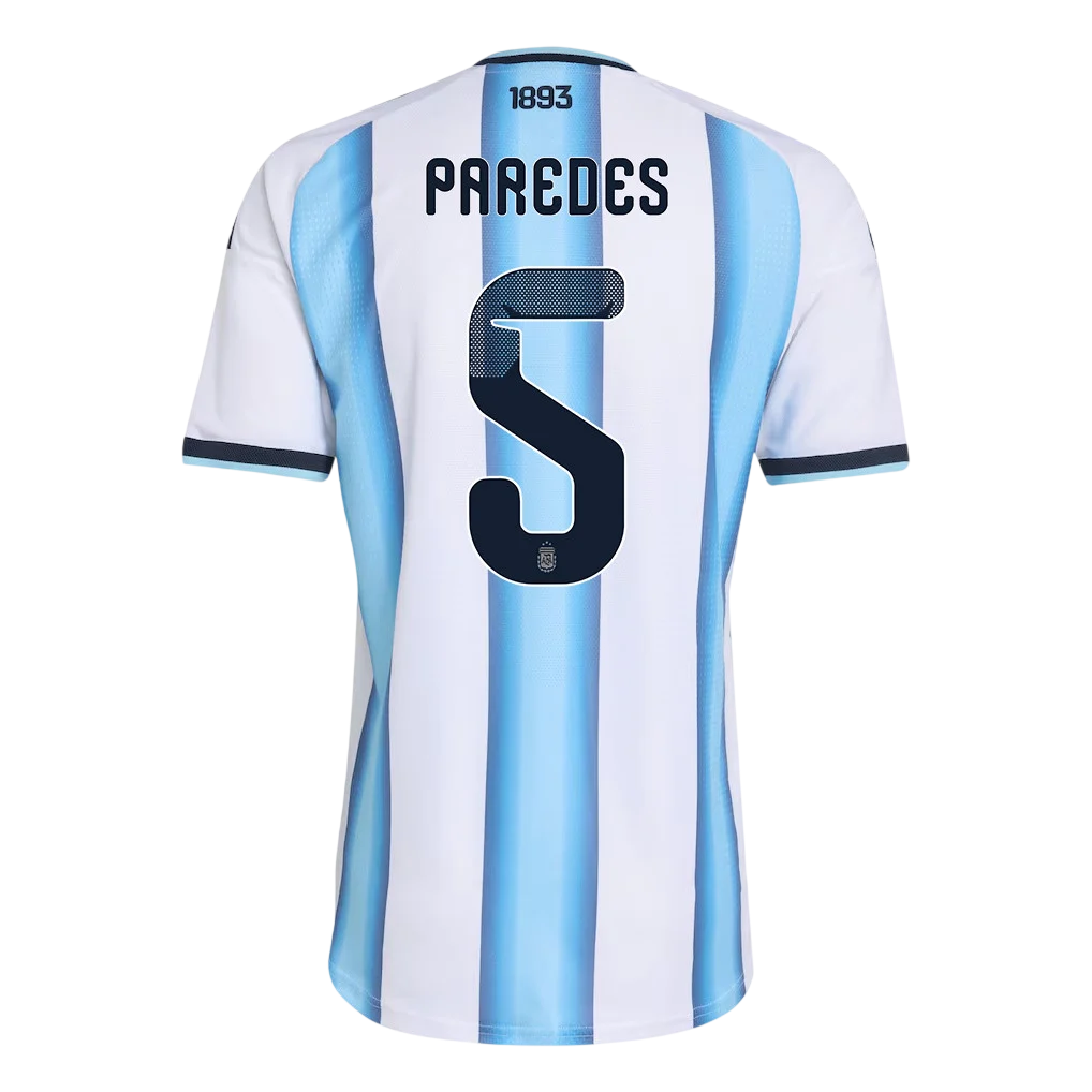 Argentina PAREDES #5 Home World Cup 2026 Jersey White & Blue Men's