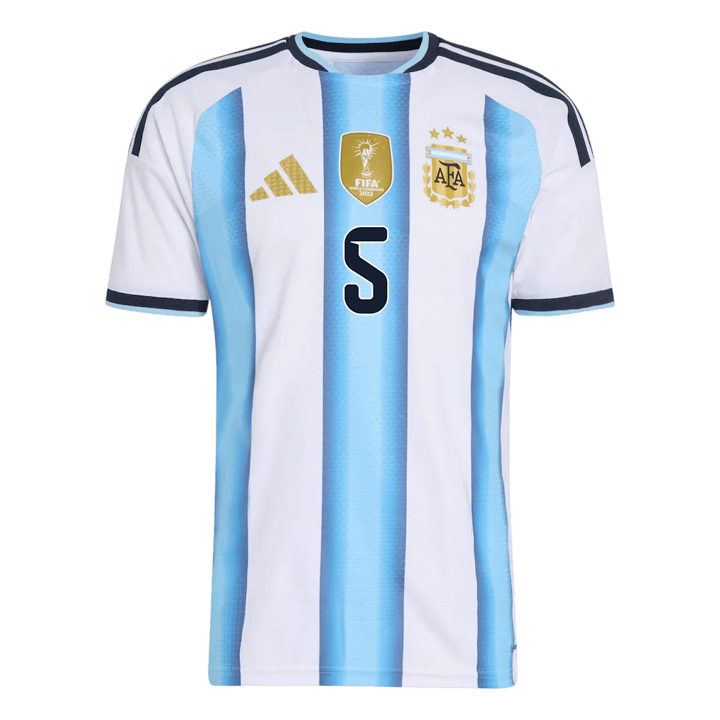 Argentina PAREDES #5 Home World Cup 2026 Jersey White & Blue Men's