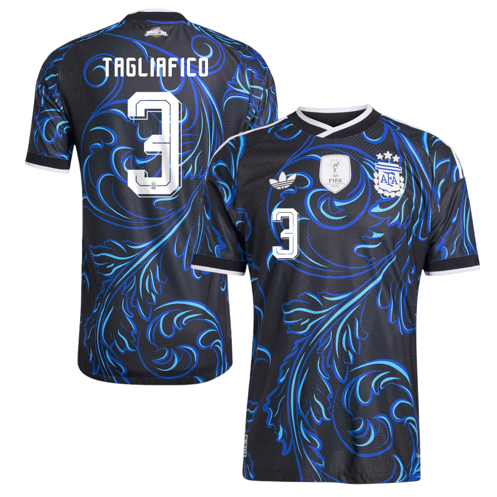 Argentina TAGLIAFICO #3 Away World Cup 2026 Jersey Blue & Black Men's