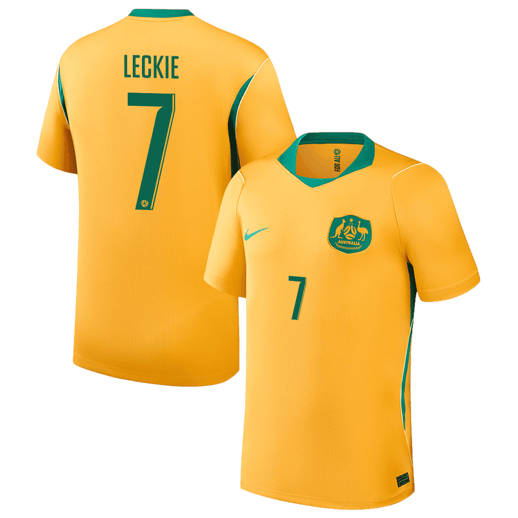 Australia LECKIE #7 Home World Cup 2026 Jersey Yellow Men's