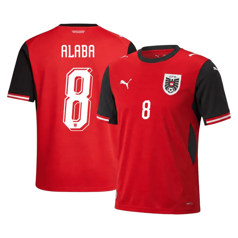 Austria ALABA #8 Home World Cup 2026 Jersey Red Men's