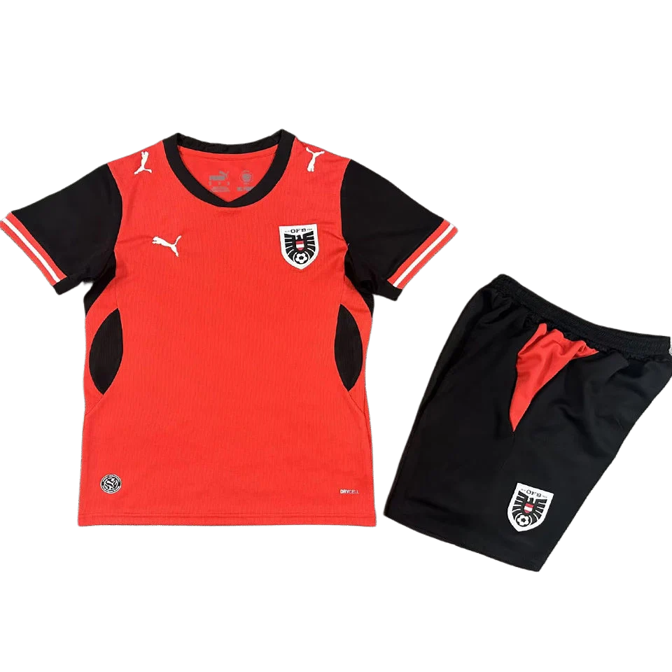 Austria Home World Cup 2026 Kit Red Kids