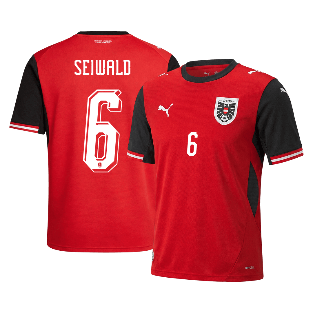 Austria SEIWALD #6 Home World Cup 2026 Jersey Red Men's