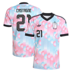 Belgium CASTAGNE #21 Away World Cup 2026 Jersey Pink & Blue Men's
