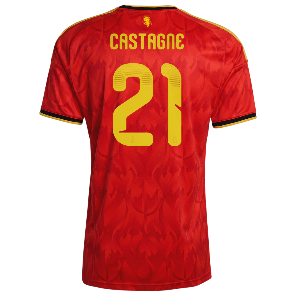 Belgium CASTAGNE #21 Home World Cup 2026 Jersey Red Men's
