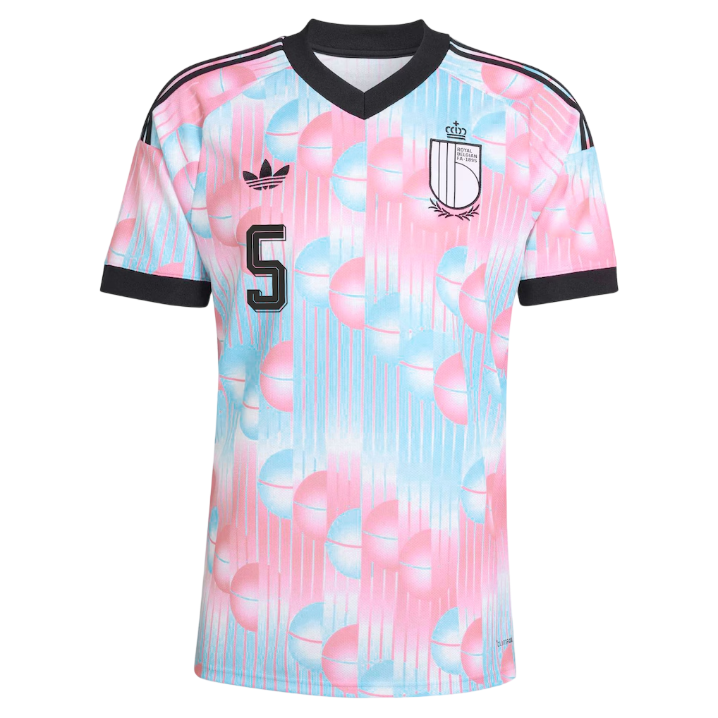 Belgium DE CUYPER #5 Away World Cup 2026 Jersey Pink & Blue Men's
