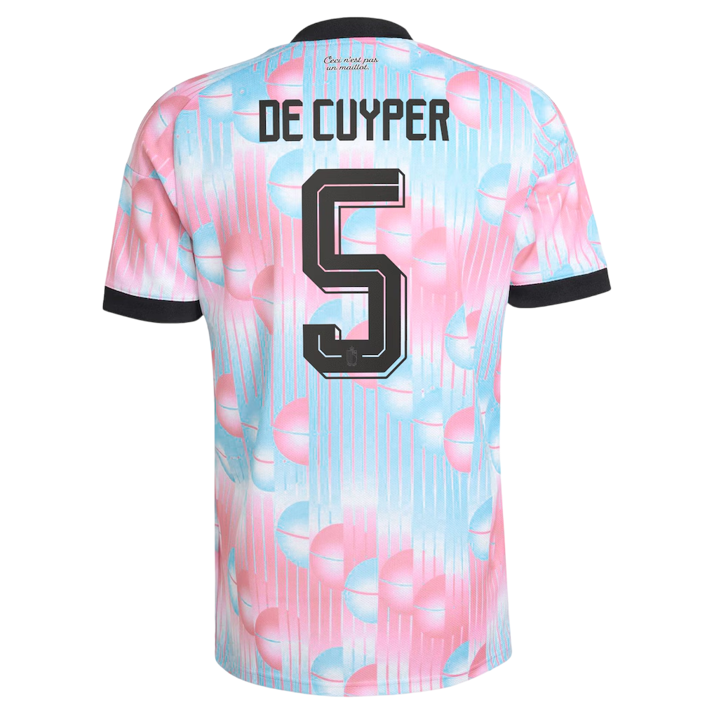 Belgium DE CUYPER #5 Away World Cup 2026 Jersey Pink & Blue Men's