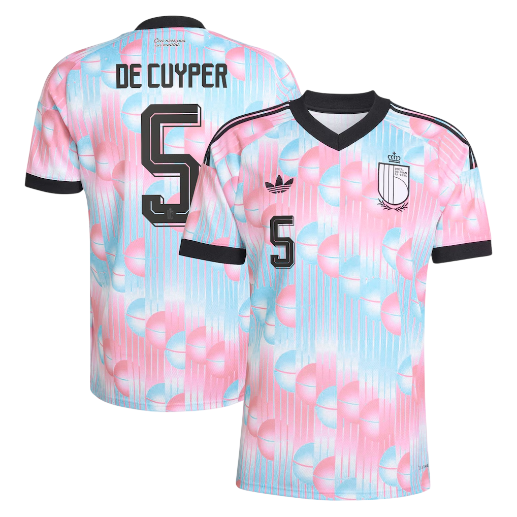 Belgium DE CUYPER #5 Away World Cup 2026 Jersey Pink & Blue Men's