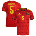Belgium DE CUYPER #5 Home World Cup 2026 Jersey Red Men's