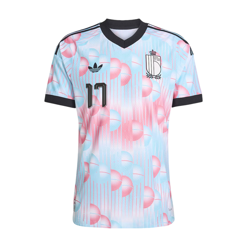 Belgium DE KETELAERE #17 Away World Cup 2026 Jersey Pink & Blue Men's