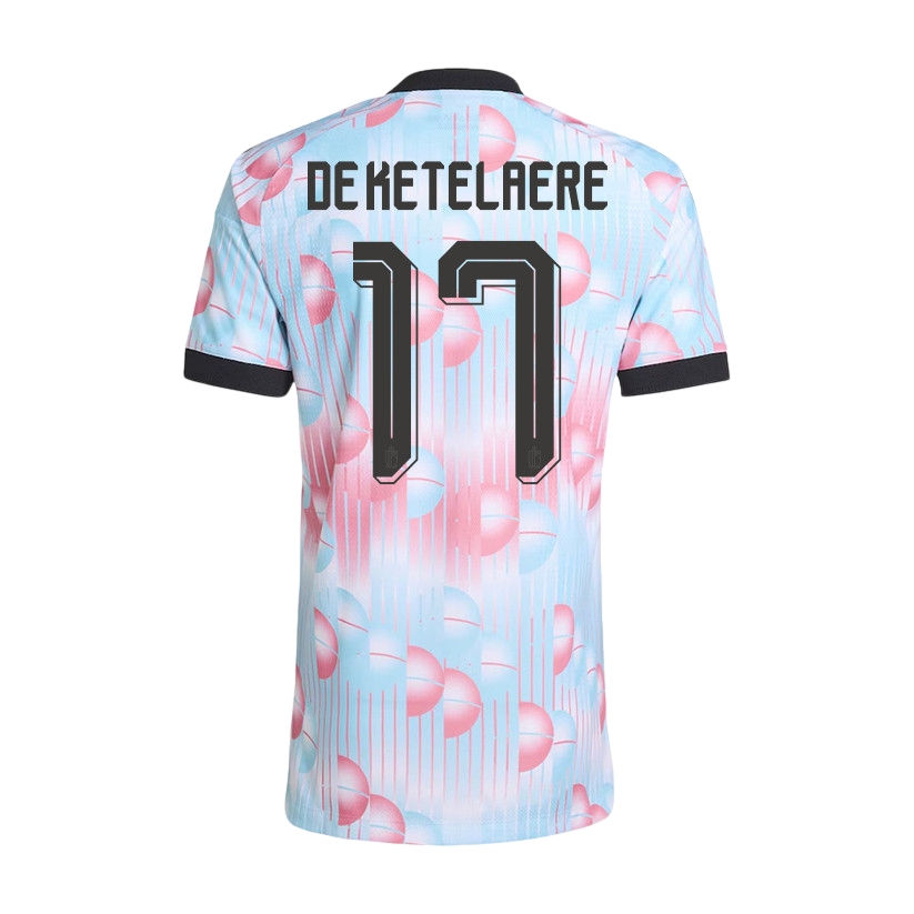 Belgium DE KETELAERE #17 Away World Cup 2026 Jersey Pink & Blue Men's