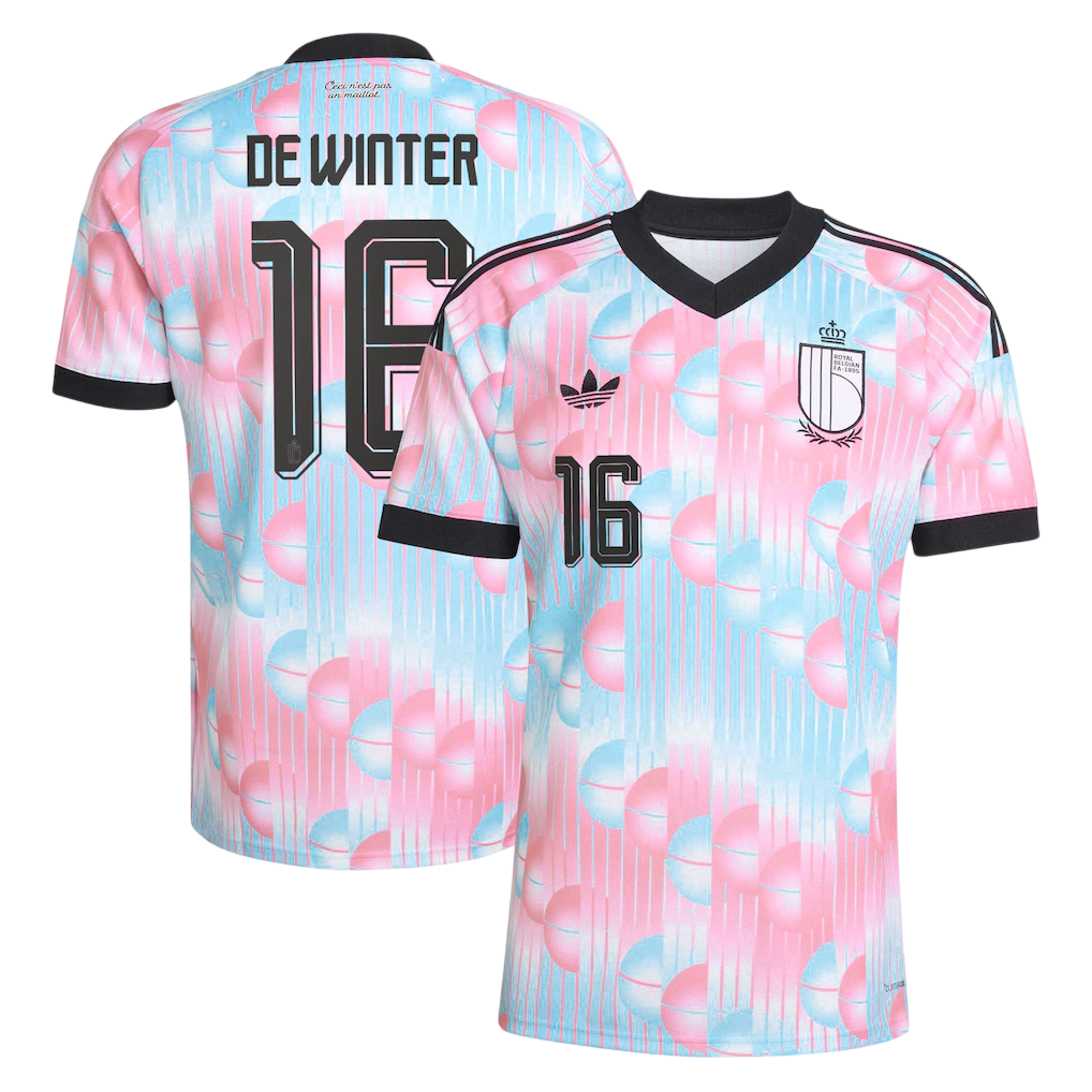 Belgium DE WINTER #16 Away World Cup 2026 Jersey Pink & Blue Men's