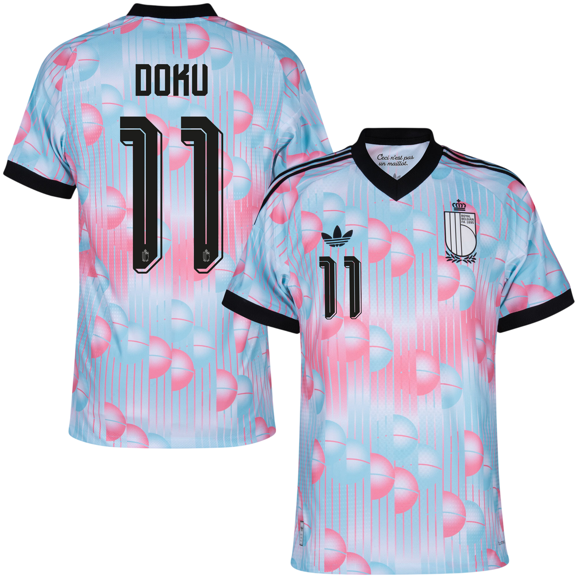 Belgium DOKU #11 Away World Cup 2026 Jersey Pink & Blue Men's