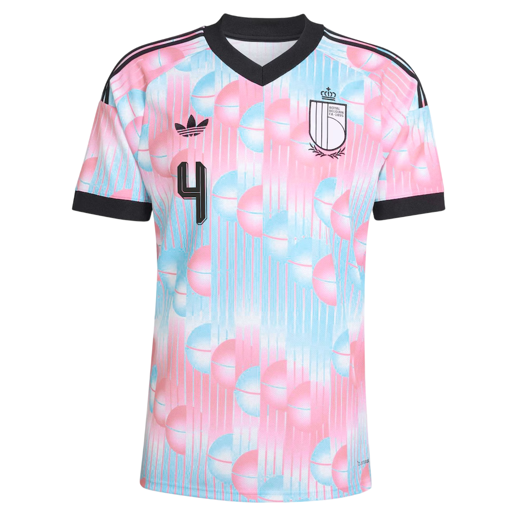 Belgium MECHELE #4 Away World Cup 2026 Jersey Pink & Blue Men's